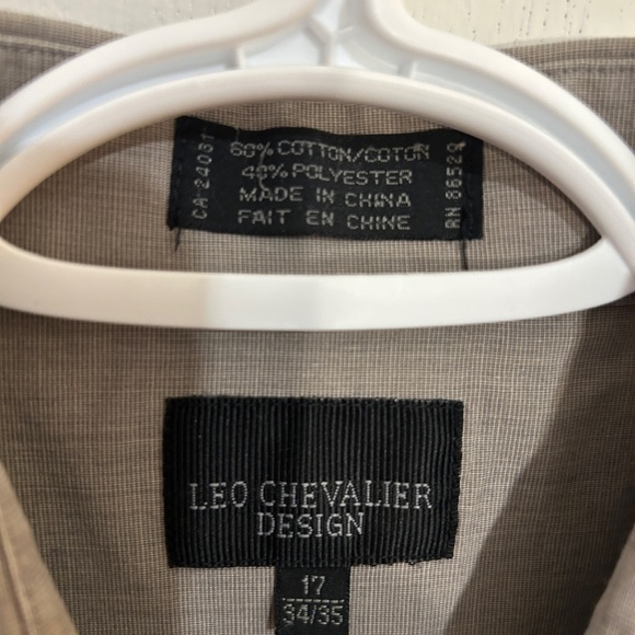 Men's Leo Chevalier Design Brown Long Sleeved Button Down Shirt Size Neck 17 - Picture 10 of 12